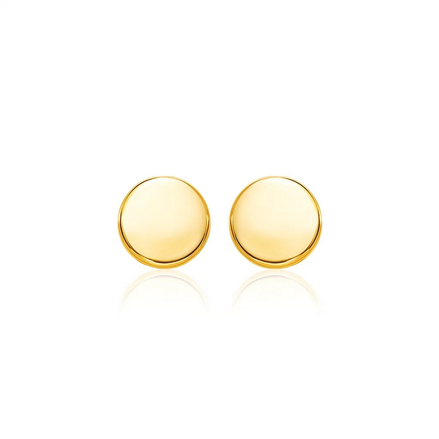 14k Yellow Gold Polished Round Post Earrings(5.5mm) in a sleek high-contrast midnight luxury editorial style